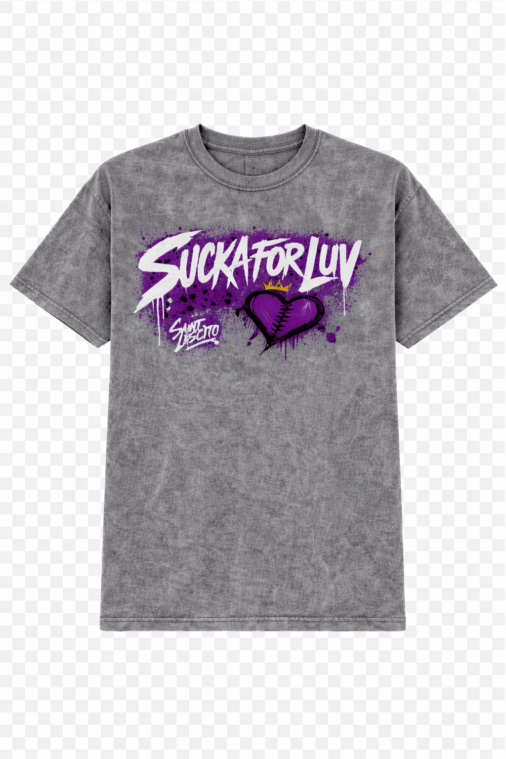 SUCKAFORLUV Acid Wash Tee – Where Street Art Meets Emotion